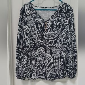 Black and White Paisley Blouse
